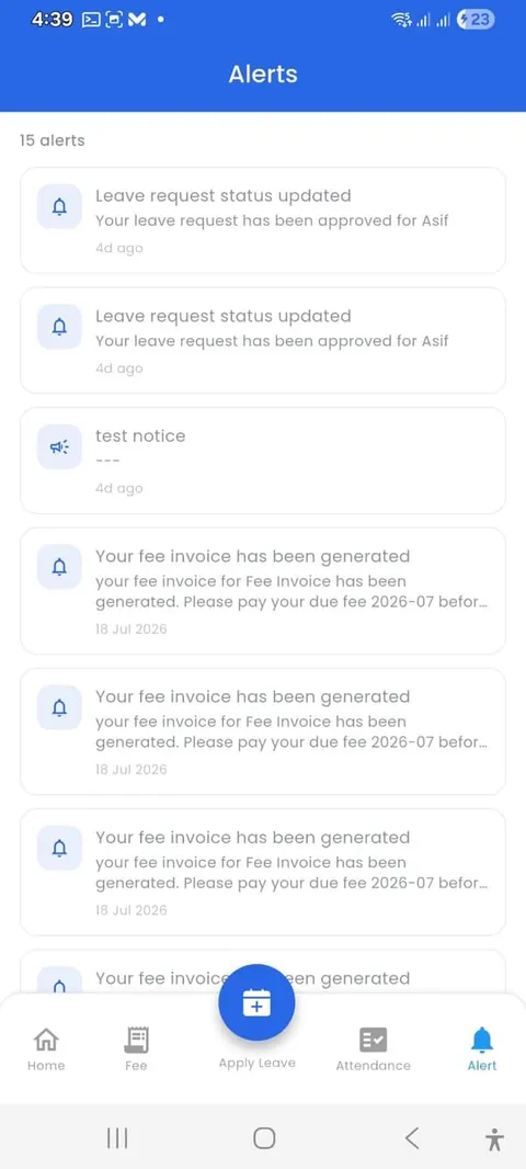 Jantrah Tech school management parent app, screen 9